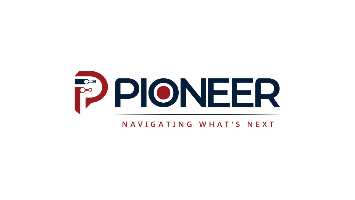 Pioneer company logo with bold lettering and tagline on a white background.