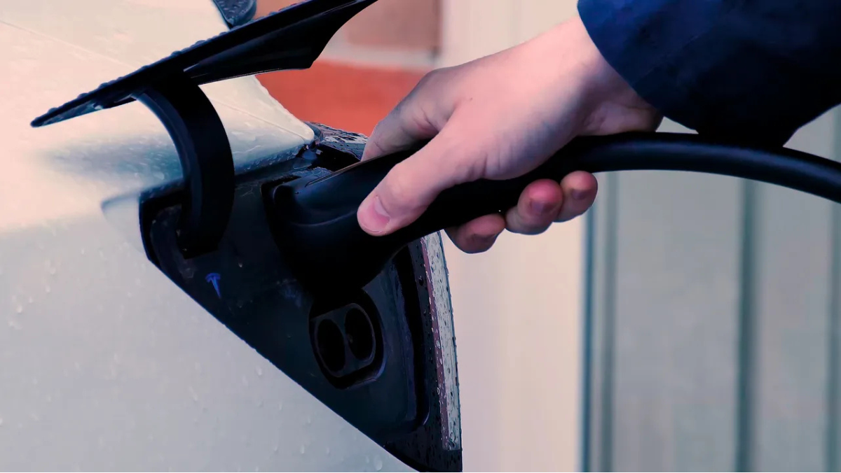 EV plugged in for AI-managed charging to reduce peak demand